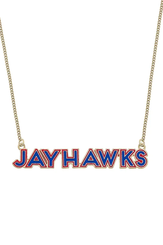 Kansas Jayhawks Outline Enamel Necklace in Blue/Red sold by Canvas Style