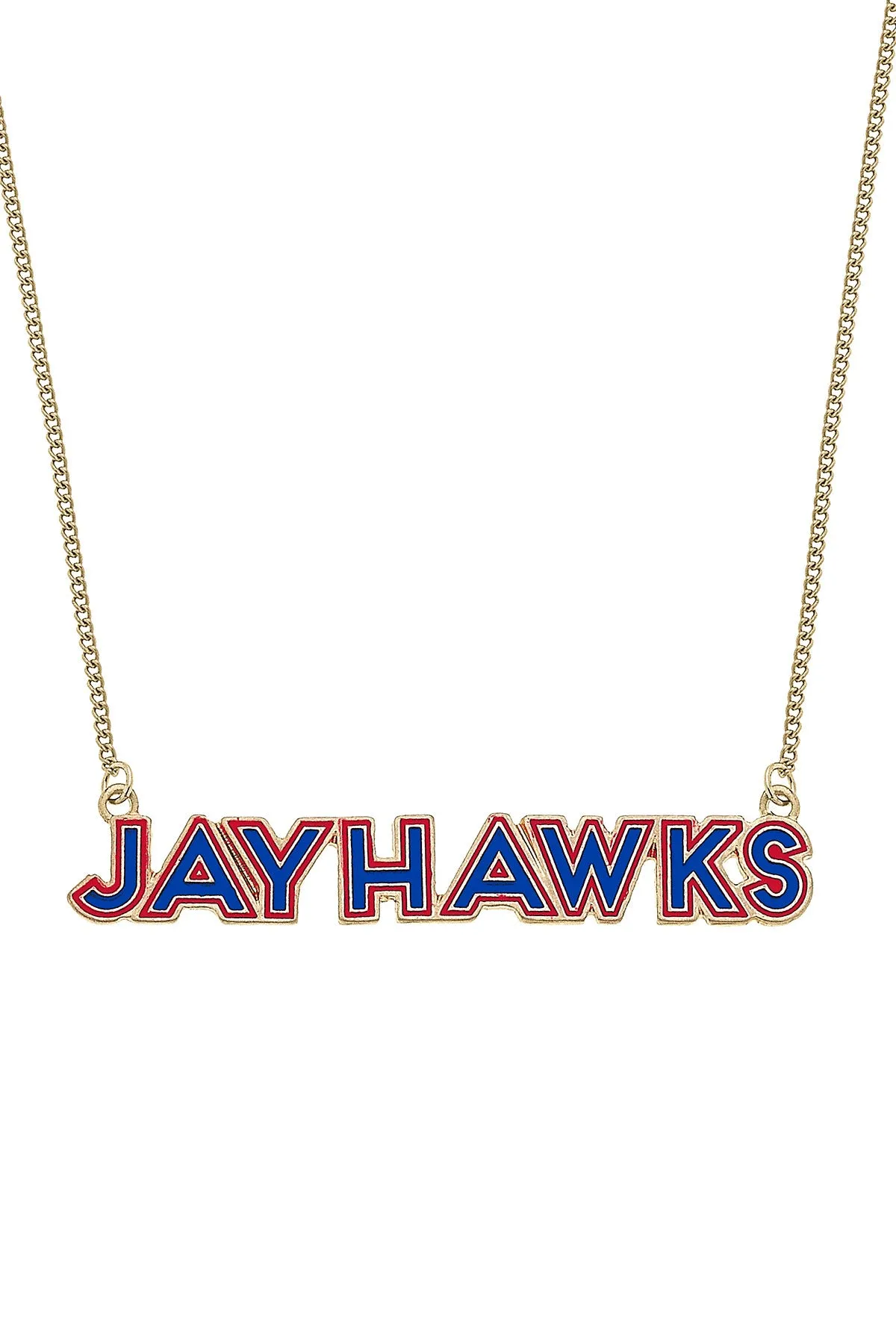 Kansas Jayhawks Outline Enamel Necklace in Blue/Red sold by Canvas Style