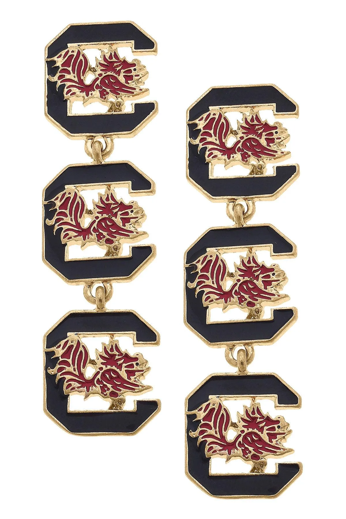 South Carolina Gamecocks Triple Drop Enamel Earrings - FINAL SALE sold by Canvas Style
