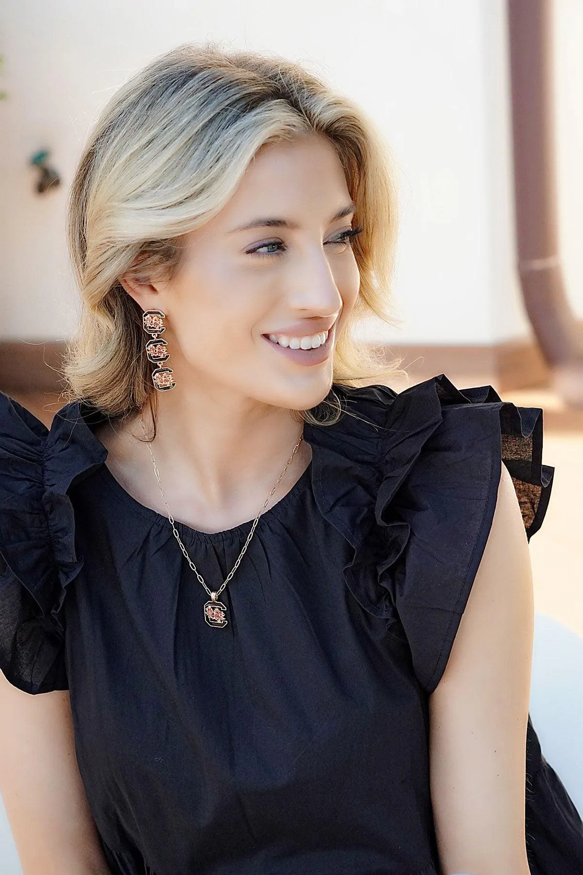 South Carolina Gamecocks Triple Drop Enamel Earrings - FINAL SALE sold by Canvas Style product image thumbnail 2