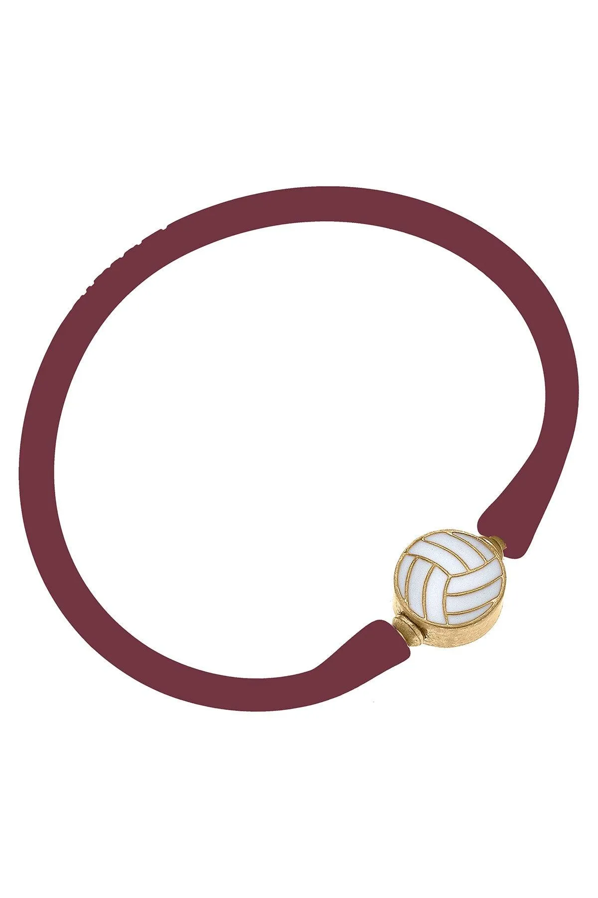 Enamel Volleyball Silicone Bali Bracelet in Burgundy sold by Canvas Style
