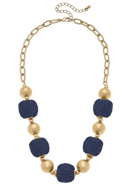 Barbados Raffia and Ball Bead Necklace sold by Canvas Style