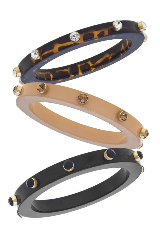 Resin and Rhinestone Bangle Stack made by Canvas