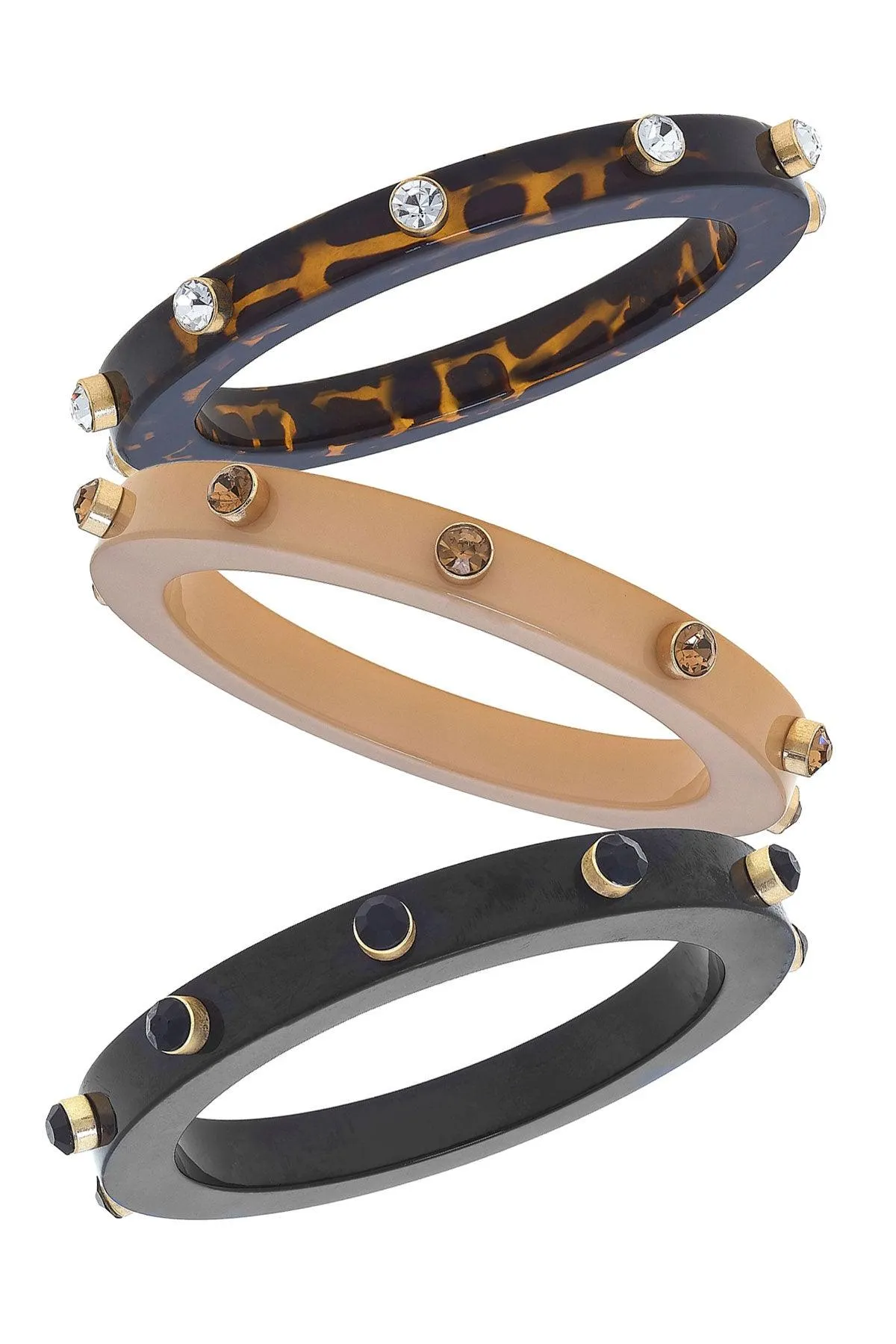 Resin and Rhinestone Bangle Stack sold by Canvas Style