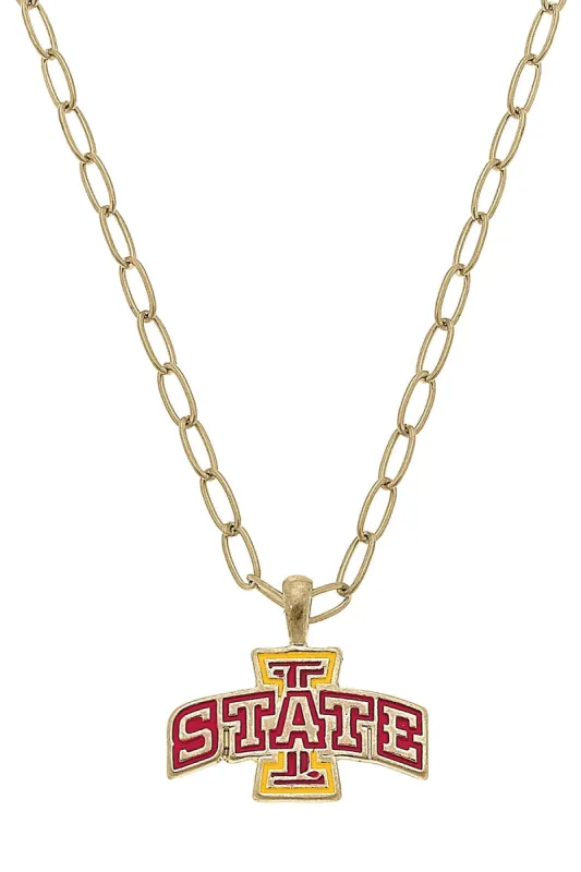 Iowa State Cyclones Enamel Pendant Necklace in Cardinal/Gold - FINAL SALE sold by Canvas Style