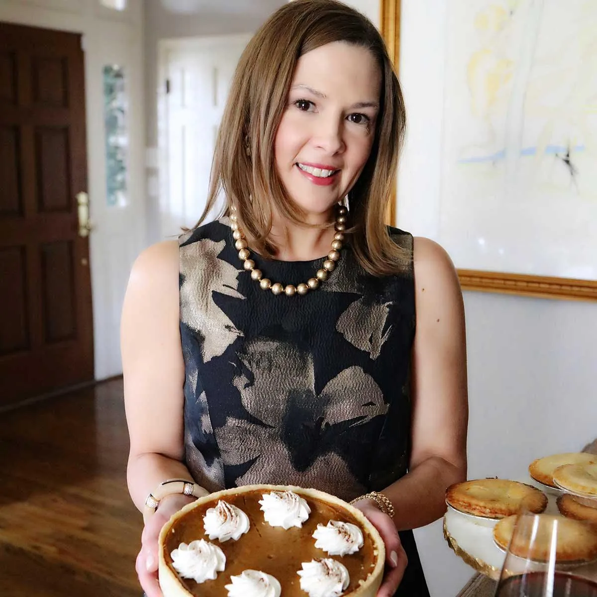 Chloe 10MM Hand-Knotted Ball Bead Necklace in Worn Gold sold by Canvas Style product image thumbnail 2