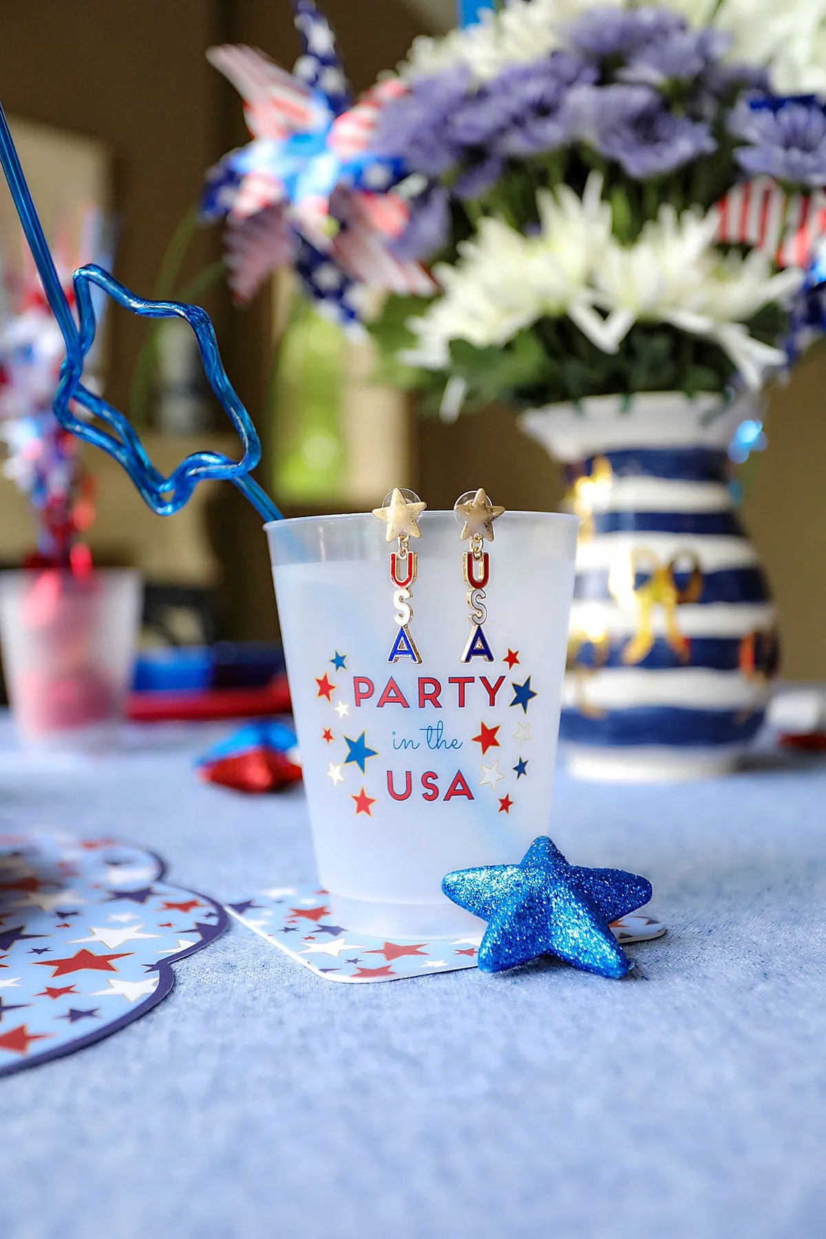 USA Star Enamel Earrings in Red, White & Blue sold by Canvas Style product image thumbnail 2