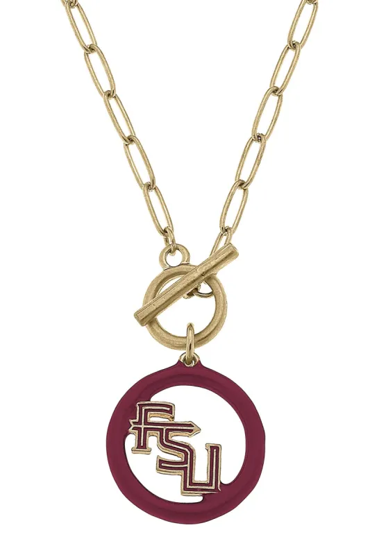 Florida State Seminoles Enamel Logo T-Bar 16" Necklace sold by Canvas Style