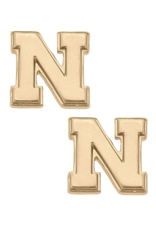 Nebraska Cornhuskers 24K Gold Plated Stud Earrings sold by Canvas Style