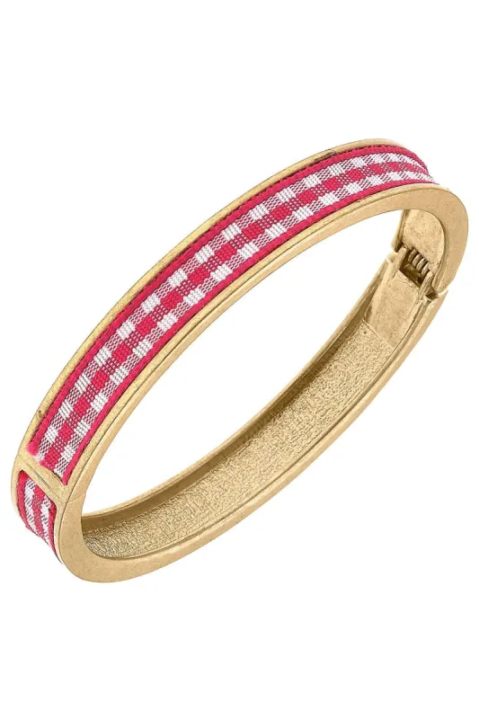 Makenzie Gingham Hinge Bangle in Fuchsia sold by Canvas Style