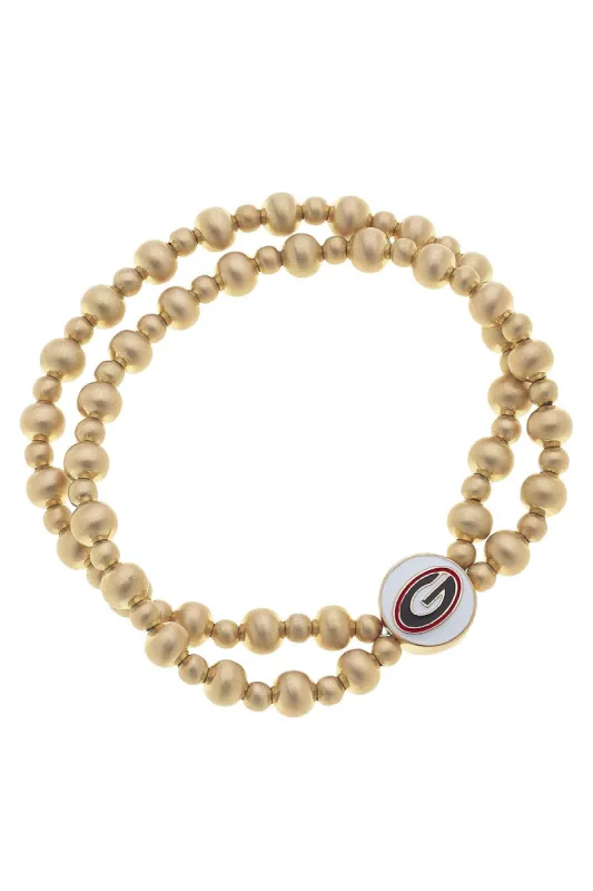 Georgia Bulldogs 2-Row Ball Bead Stretch Bracelet sold by Canvas Style
