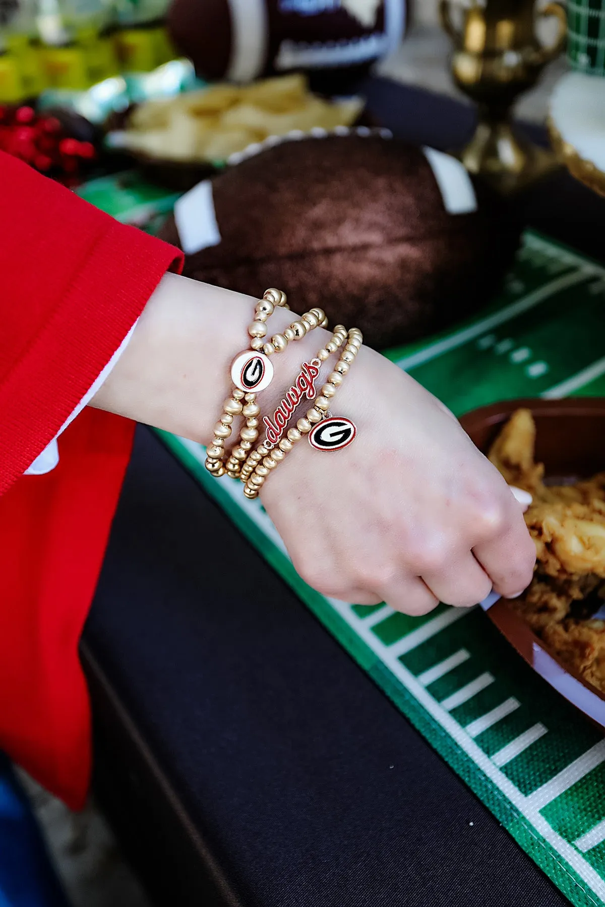 Georgia Bulldogs 2-Row Ball Bead Stretch Bracelet sold by Canvas Style product image thumbnail 2