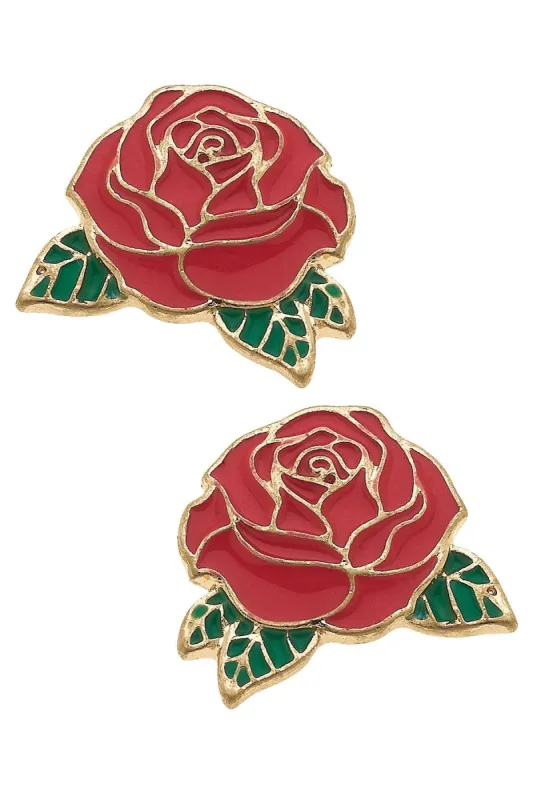 Midnight Rose Enamel Stud Earrings sold by Canvas Style