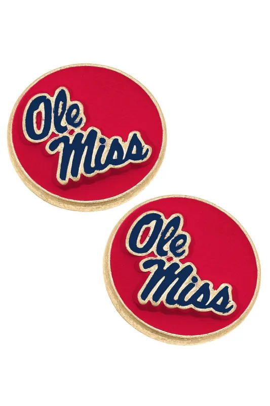 Ole Miss Rebels Enamel Disc Stud Earrings sold by Canvas Style