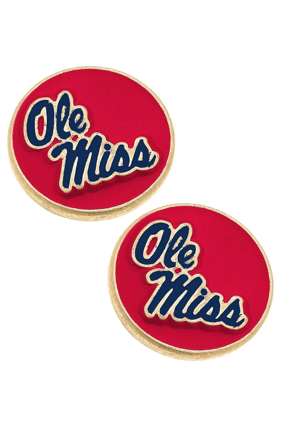 Ole Miss Rebels Enamel Disc Stud Earrings sold by Canvas Style