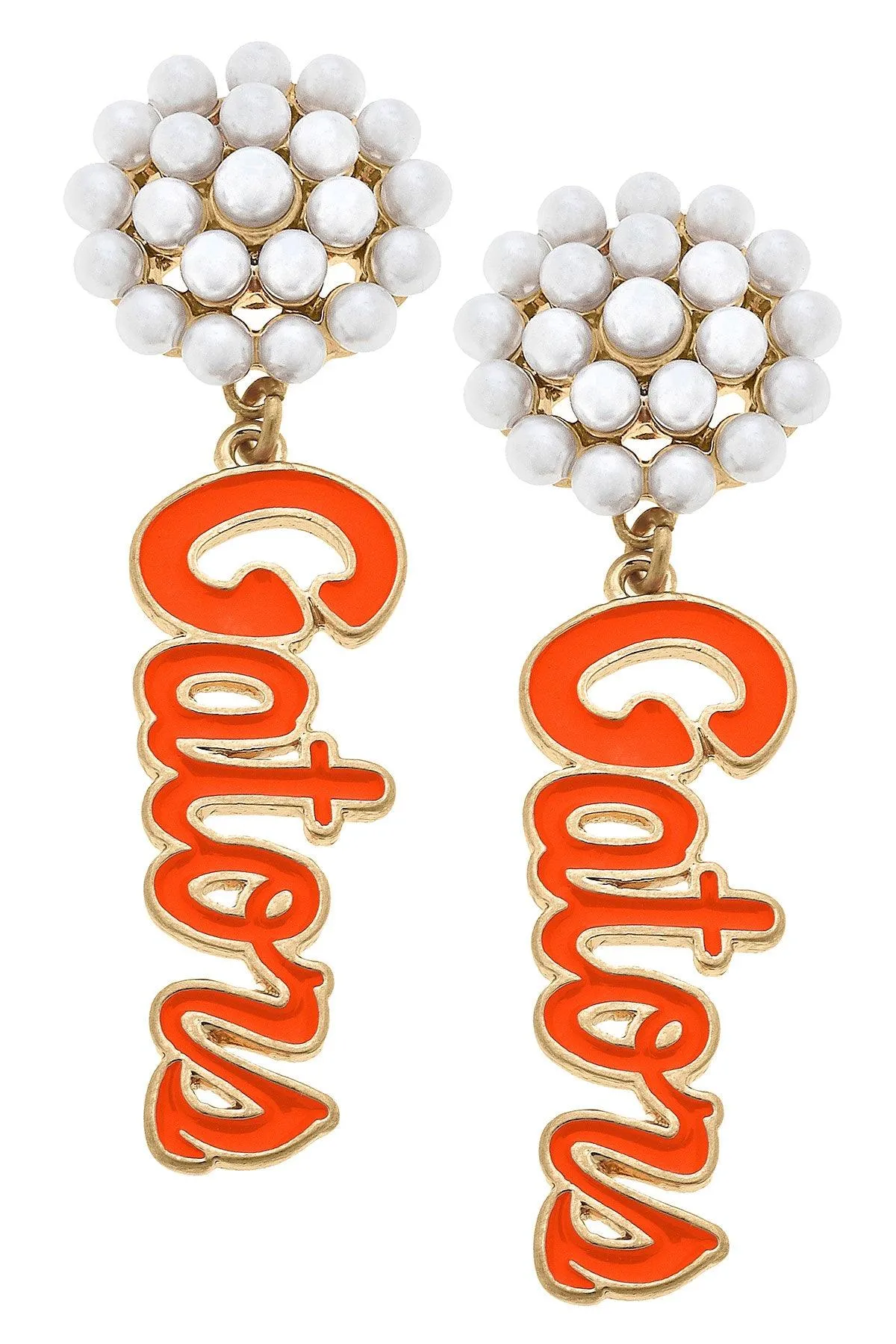 Florida Gators Pearl Cluster Enamel Drop Earrings sold by Canvas Style