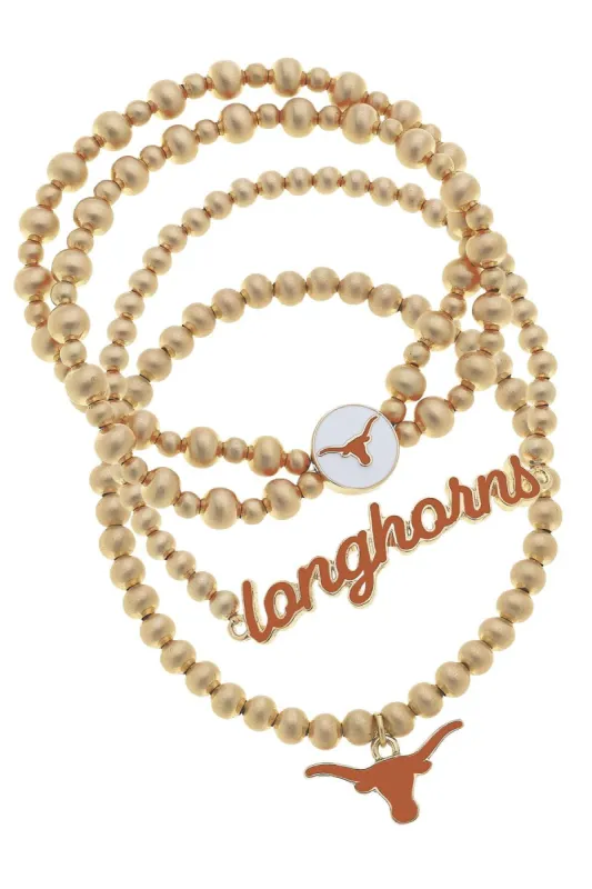 Texas Longhorns Ball Bead Stretch Bracelet Stack sold by Canvas Style