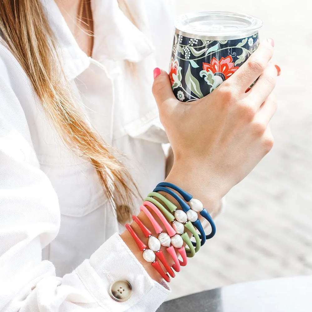 Bali Freshwater Pearl Silicone Bracelet in Red - FINAL SALE sold by Canvas Style product image thumbnail 3