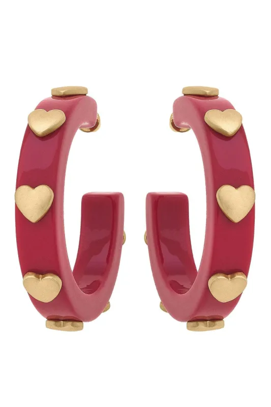 Libby Heart Resin Hoop Earrings sold by Canvas Style