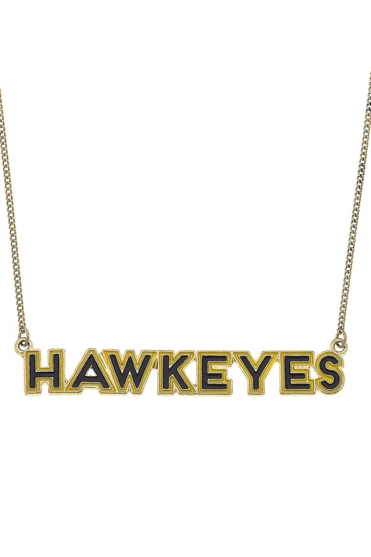 Iowa Hawkeyes Outline Enamel Necklace in Black/Gold - FINAL SALE sold by Canvas Style