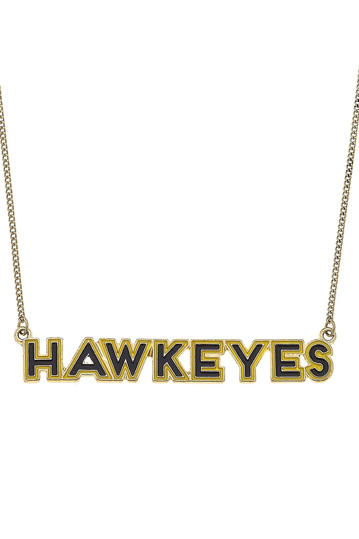 Iowa Hawkeyes Outline Enamel Necklace in Black/Gold - FINAL SALE sold by Canvas Style