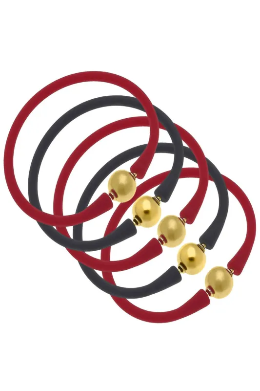Bali Game Day 24K Gold Bracelet Set of 5 in Red & Black sold by Canvas Style