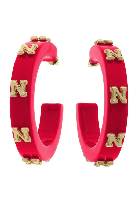 Nebraska Cornhuskers Resin Logo Hoop Earrings - FINAL SALE sold by Canvas Style