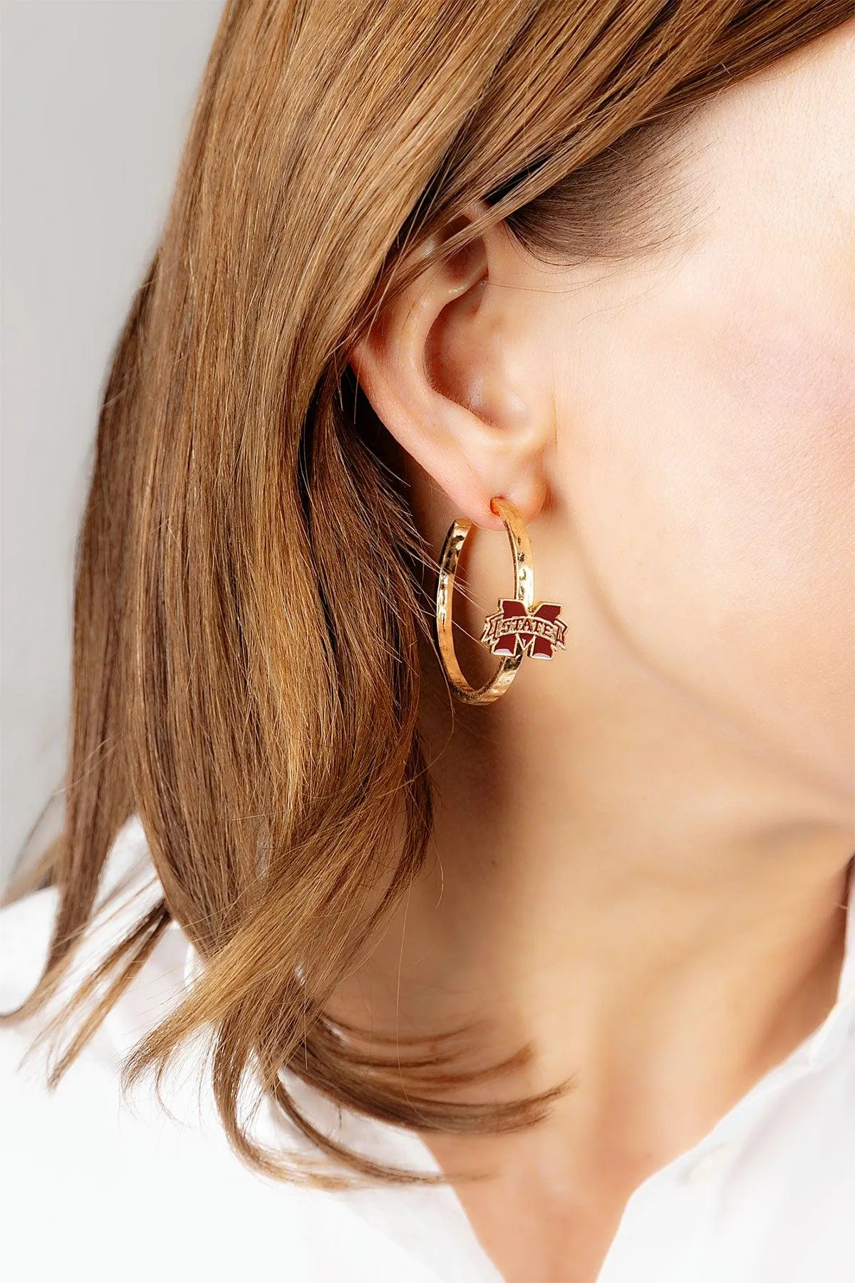 Mississippi State Bulldogs Enamel Logo Hoop Earrings - FINAL SALE sold by Canvas Style product image thumbnail 2