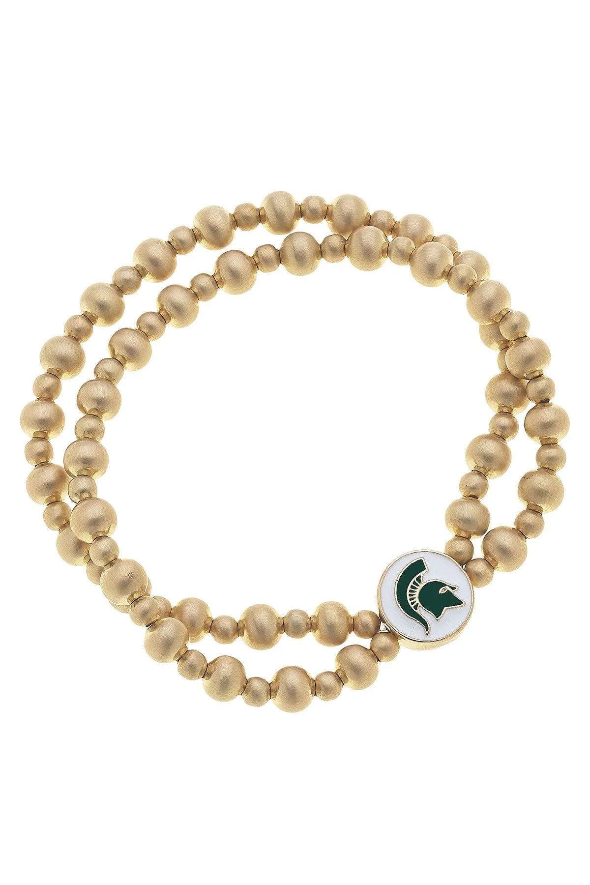Michigan State Spartans 2-Row Ball Bead Stretch Bracelet sold by Canvas Style