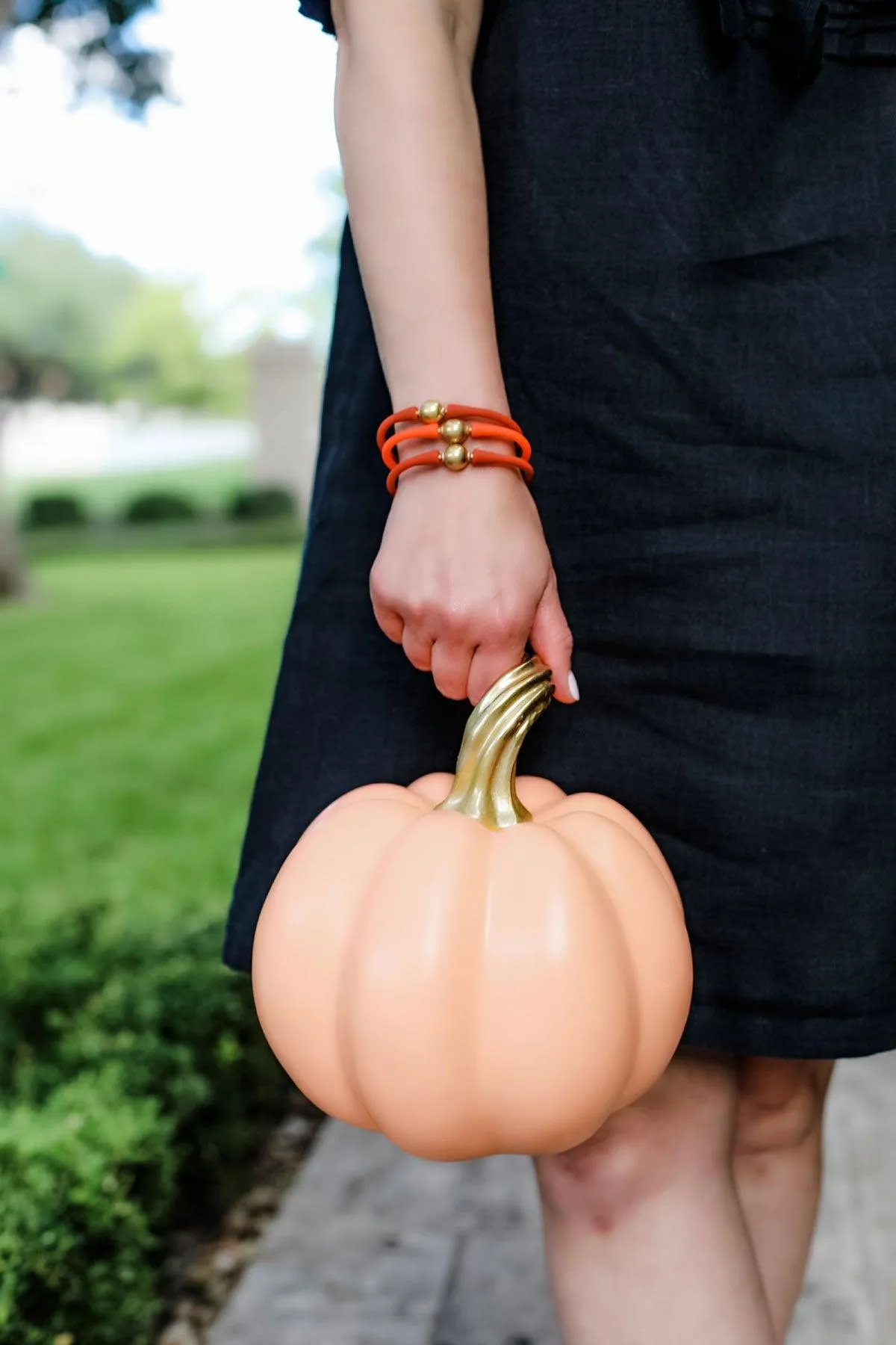 Bali 24K Gold Plated Ball Bead Silicone Bracelet in Rust - FINAL SALE sold by Canvas Style product image thumbnail 3