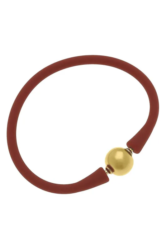 Bali 24K Gold Plated Ball Bead Silicone Bracelet in Rust - FINAL SALE sold by Canvas Style