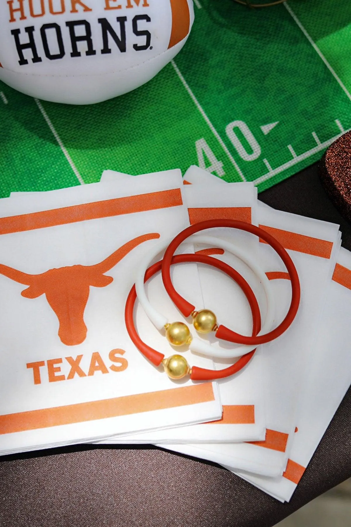 Bali 24K Gold Plated Ball Bead Silicone Bracelet in Rust - FINAL SALE sold by Canvas Style product image thumbnail 2