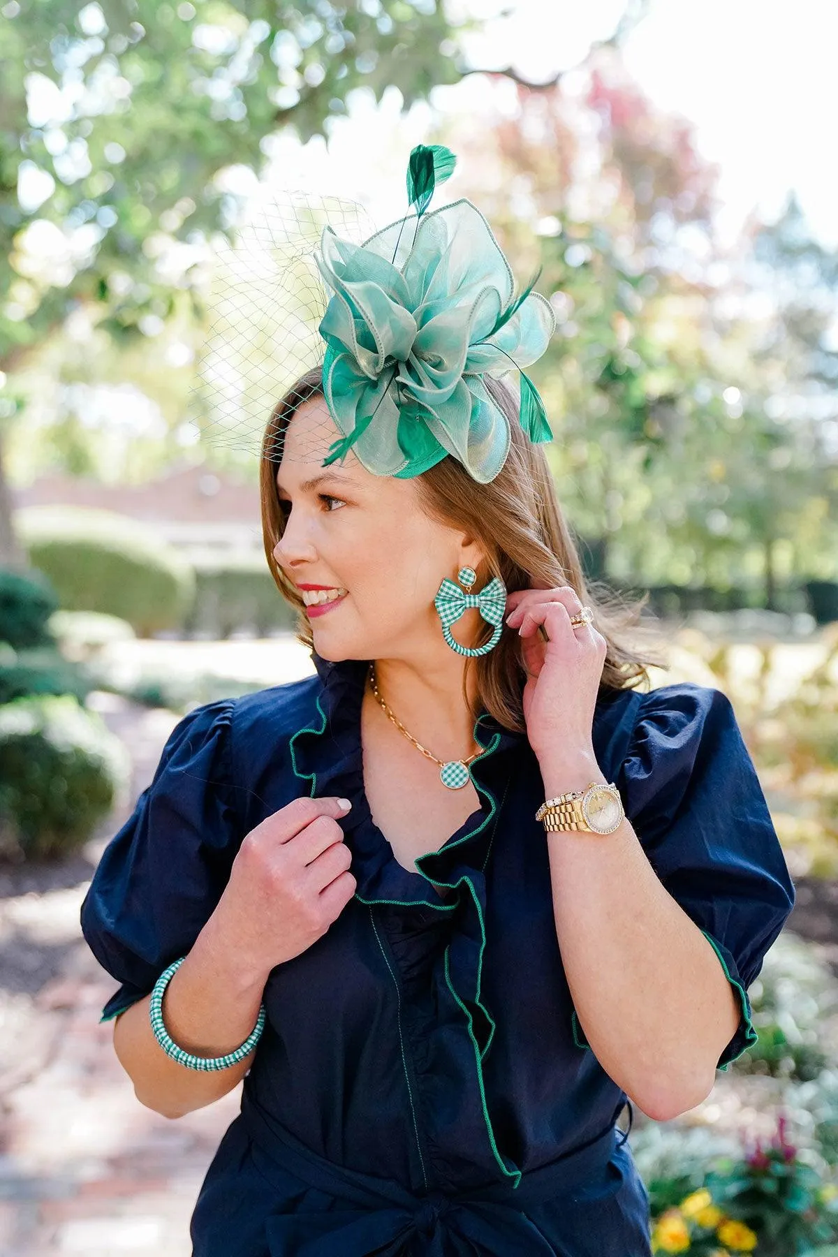 Reagan Gingham Statement Bangle in Green sold by Canvas Style product image thumbnail 2