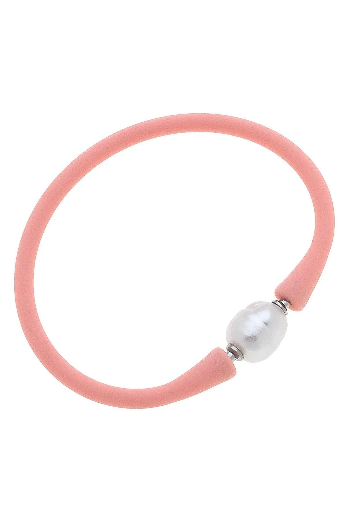 Bali Freshwater Pearl Silicone Bracelet in Light Pink sold by Canvas Style