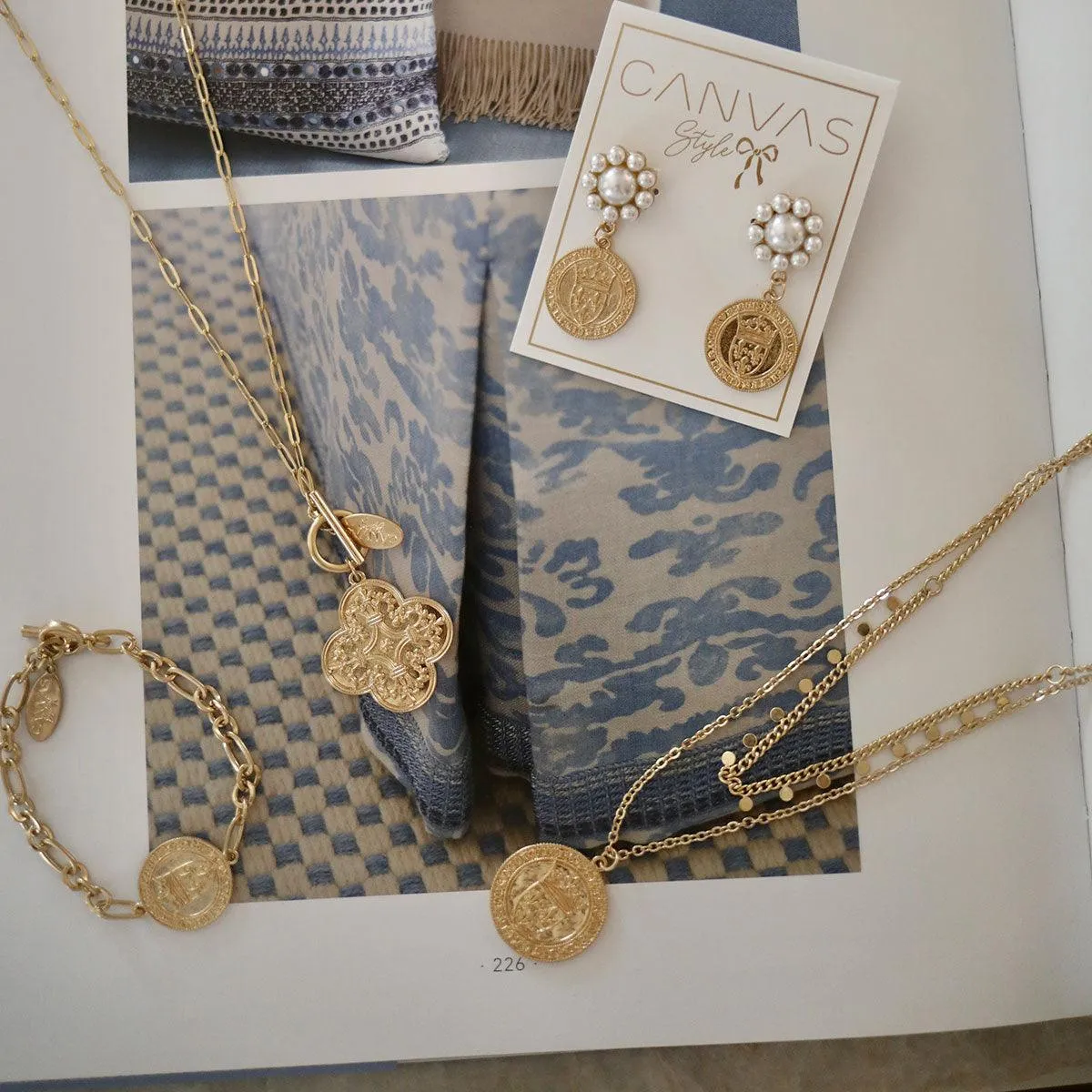 CANVAS Style x MaryCatherineStudio French Quatrefoil T-Bar Necklace in Worn Gold sold by Canvas Style product image thumbnail 2