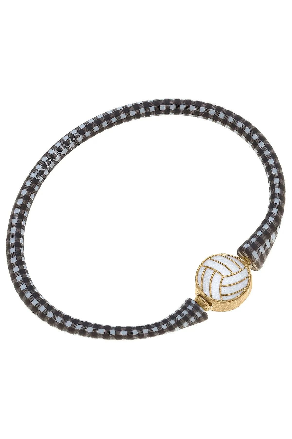 Enamel Volleyball Silicone Bali Bracelet in Black Gingham sold by Canvas Style