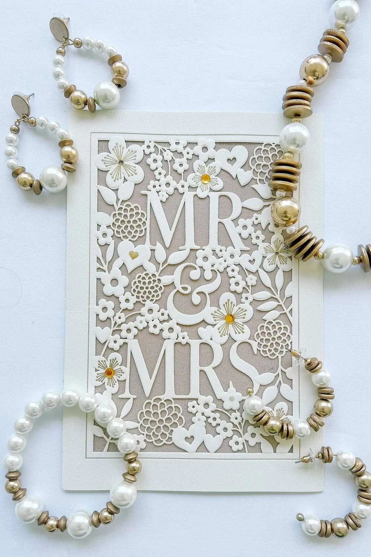 Moira Pearl, Wood & Gold Bead Teardrop Earrings in Ivory - FINAL SALE sold by Canvas Style product image thumbnail 2