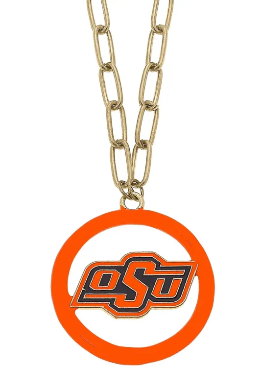 Oklahoma State Cowboys Logo Enamel Medallion 32" Necklace sold by Canvas Style