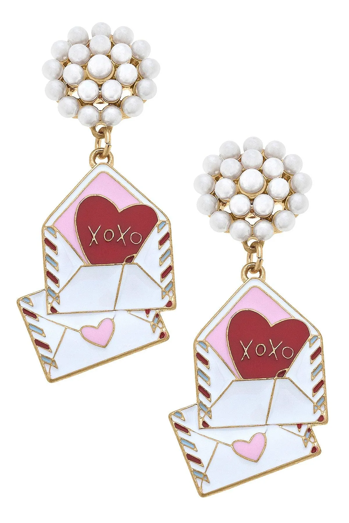 XOXO Enamel Love Note Earrings sold by Canvas Style