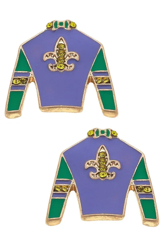 Meridian Jockey Silk Enamel Stud Earrings sold by Canvas Style