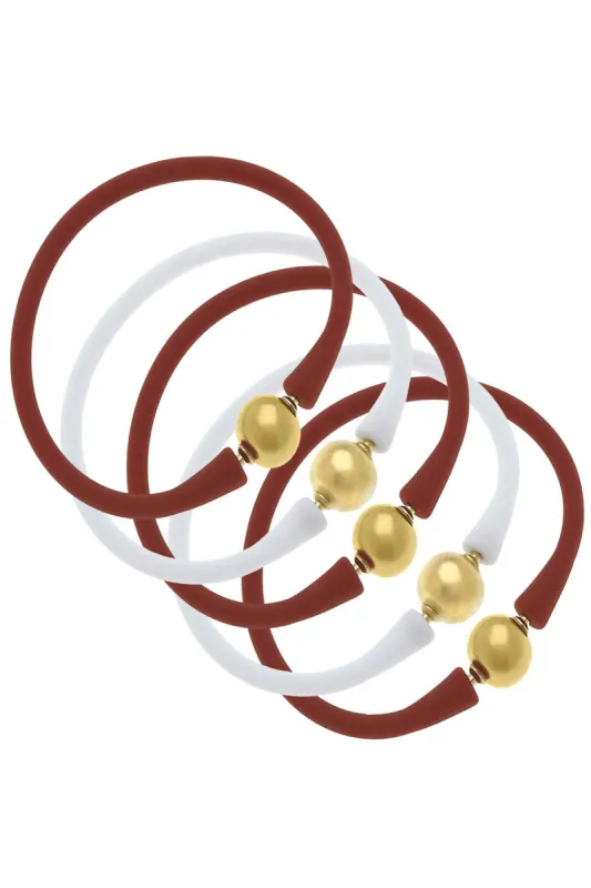 Bali Game Day 24K Gold Bracelet Set of 5 in Burnt Orange & White sold by Canvas Style