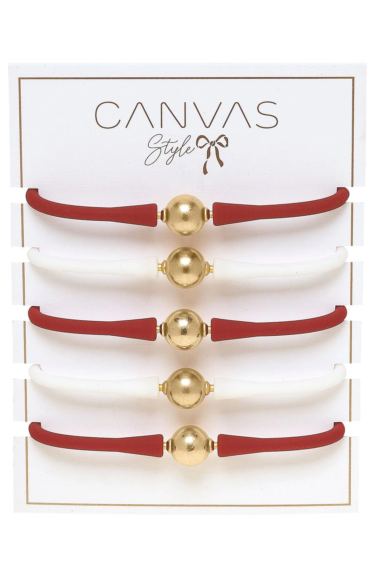 Bali Game Day 24K Gold Bracelet Set of 5 in Burnt Orange & White sold by Canvas Style product image thumbnail 2