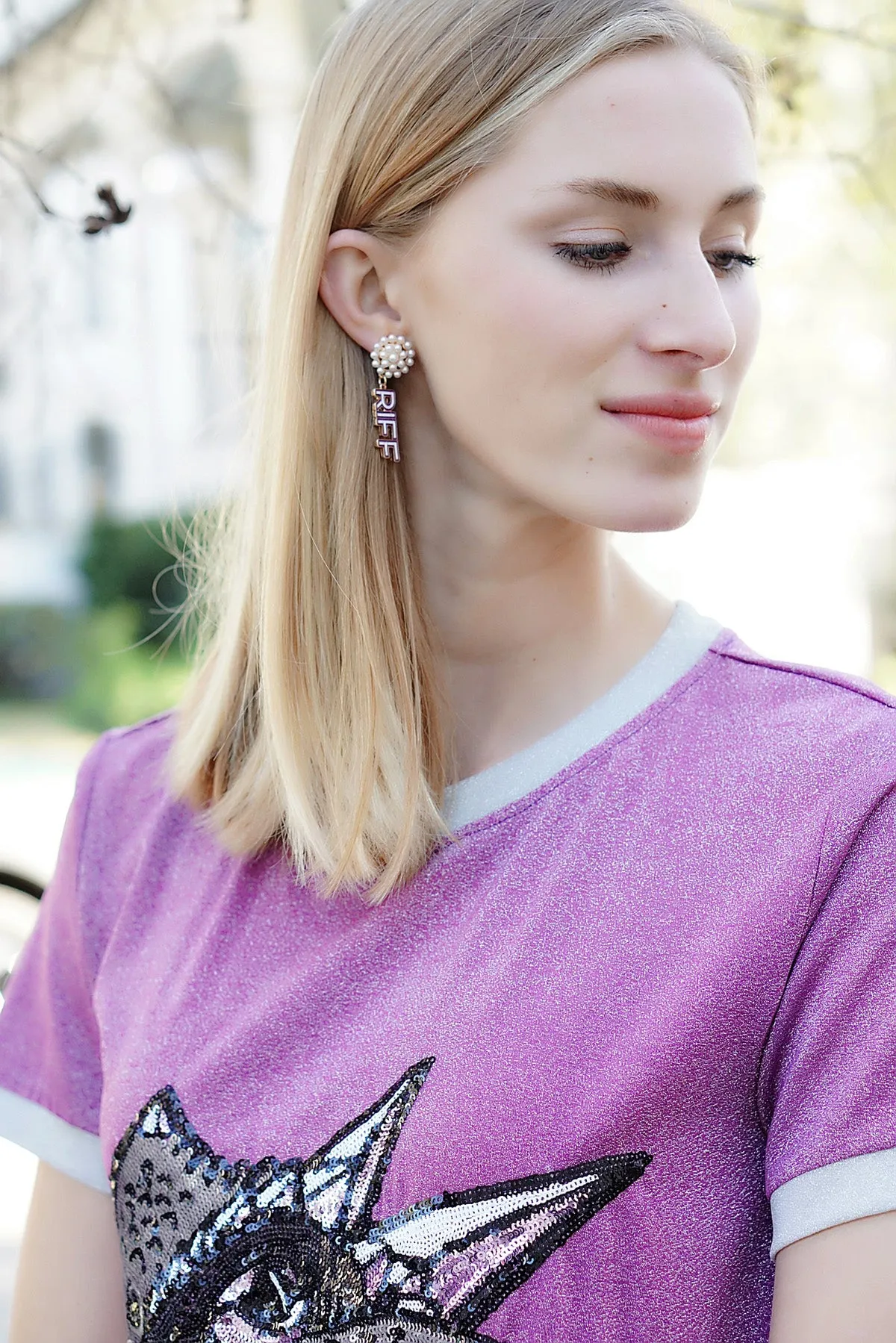 TCU Horned Frogs Pearl Cluster Outline Enamel Drop Earrings sold by Canvas Style product image thumbnail 2