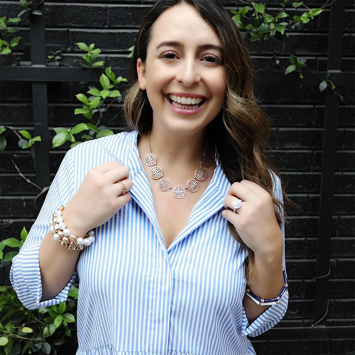 Aria Linked Greek Keys Necklace in Worn Gold sold by Canvas Style product image thumbnail 2