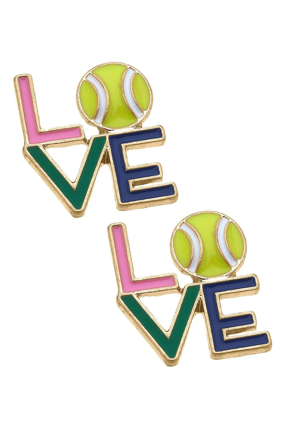 LOVE Stacked Enamel Stud Earrings sold by Canvas Style