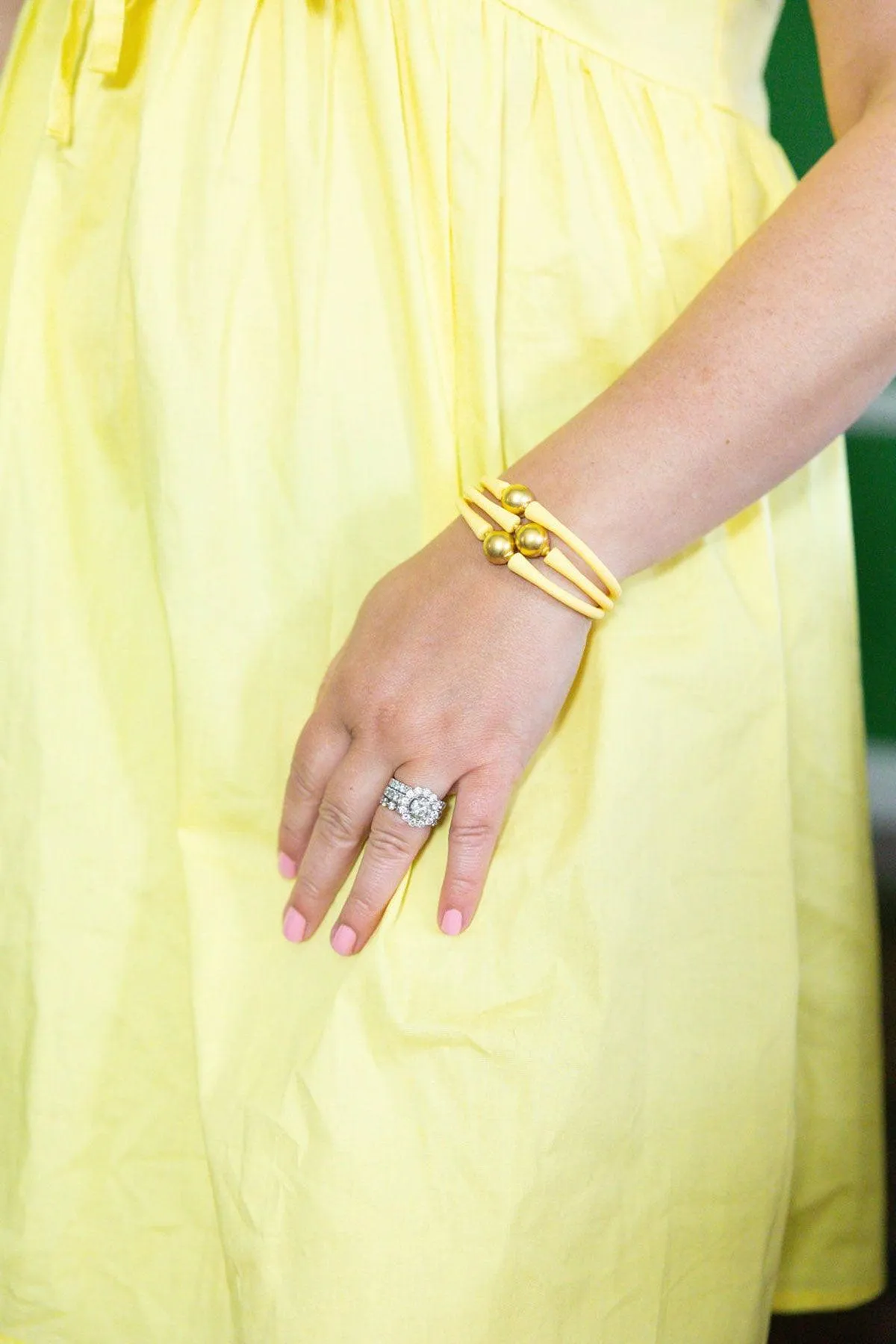 Bali 24K Gold Plated Ball Bead Silicone Bracelet in Canary Yellow - FINAL SALE sold by Canvas Style product image thumbnail 2