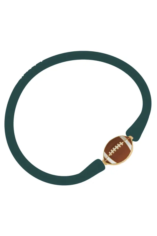 Enamel Football Silicone Bali Bracelet in Hunter Green - FINAL SALE sold by Canvas Style