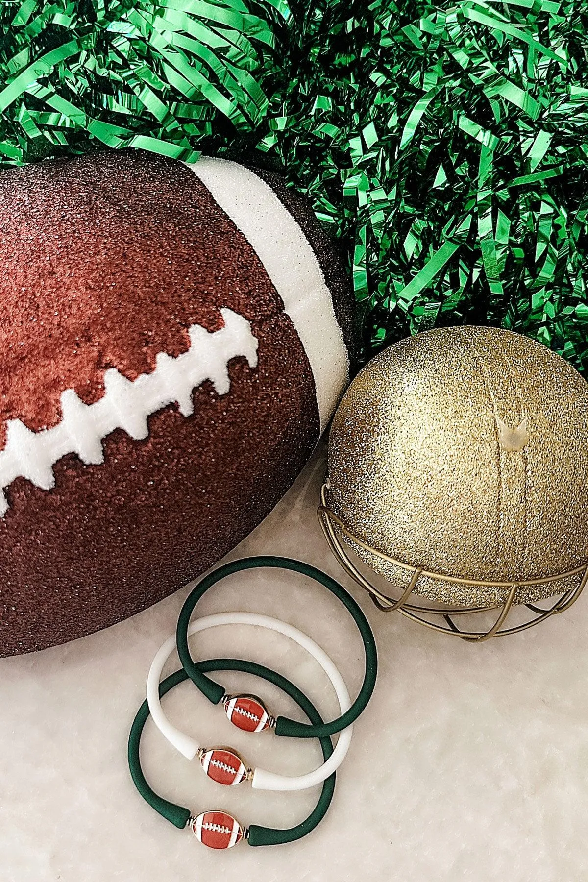 Enamel Football Silicone Bali Bracelet in Hunter Green - FINAL SALE sold by Canvas Style product image thumbnail 2