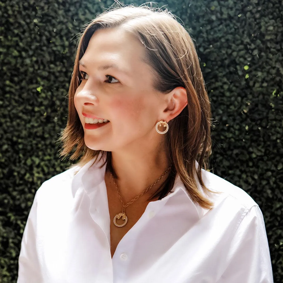 Rowen Pearl Bow Wreath Stud Earrrings in Worn Gold sold by Canvas Style product image thumbnail 2