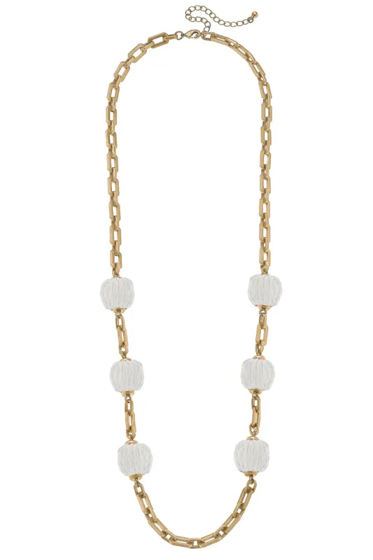 St. Barts Raffia Chain Link Necklace in White - FINAL SALE sold by Canvas Style